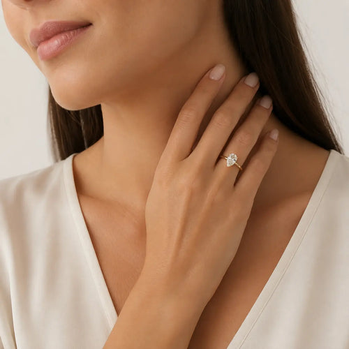 Yellow Gold Pear-Cut Zirconia Solitaire Ring