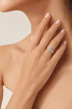 Sterling Silver Princess Cut Zirconia Ring