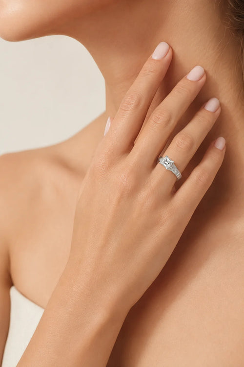 Sterling Silver Princess Cut Zirconia Ring