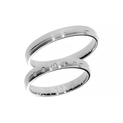 Thin matte white gold wedding ring