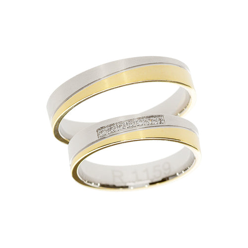 Polished yellow and matte white gold wedding ring