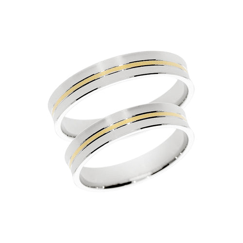 White and yellow gold polished wedding ring