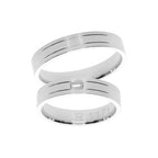 White gold wedding ring with baguette cut stone