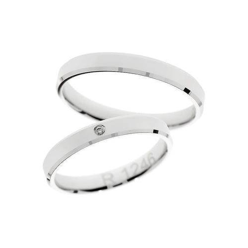 White gold wedding ring with falling edges