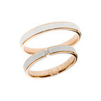 White and rose gold matte sparkling wedding ring