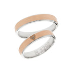 White and rose gold heart wedding ring