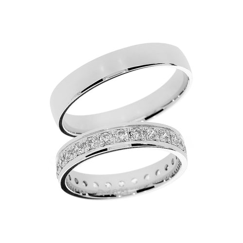 Special white gold wedding ring with diamonds