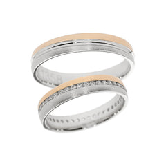 Quadratischer Trauring aus Rosé- und Weißgold