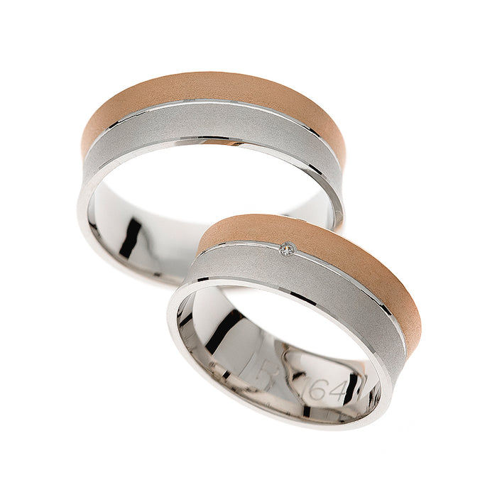Anillos macizos brillantes de oro blanco y rosa