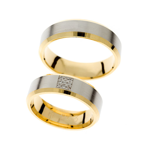 White and yellow gold wedding ring