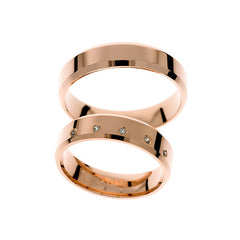 Alliances de mariage au design unique en or rose