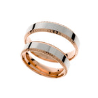 White and rose gold wedding ring with special edges