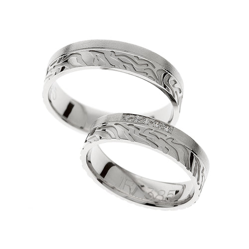 White gold wedding ring with unique design