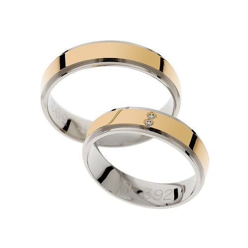 Yellow white gold wedding rings with optional stones