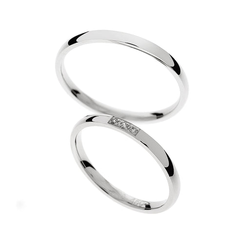 Thin simple white gold wedding rings