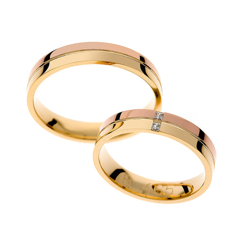 Dual tone thin wedding rings