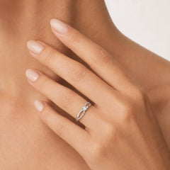 White Gold Twisted Pavé Ring