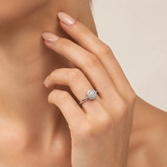 White Gold Cubic Zirconia Halo Ring