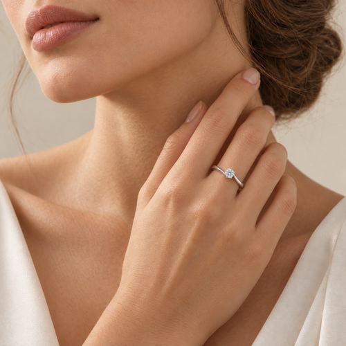 Sculpted White Gold Lab-Grown Diamond Solitaire Ring