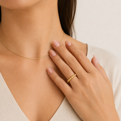 Yellow Gold Beaded Band Ring