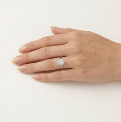 Women silver ring with cubic zirconia stones