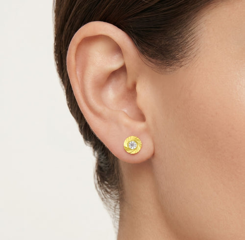 Lustrous bloom yellow gold earrings
