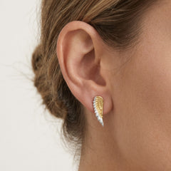 Pendientes de aro con alas de ángel en oro amarillo y blanco