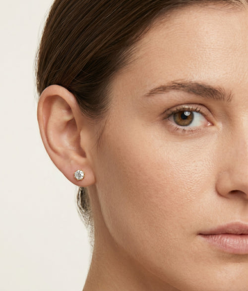 Round eight claw cubic zirconia earrings