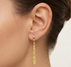Lever back dangle earrings in two tone gold