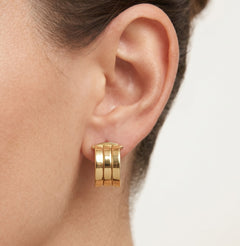 Three rows gold hoop earrings