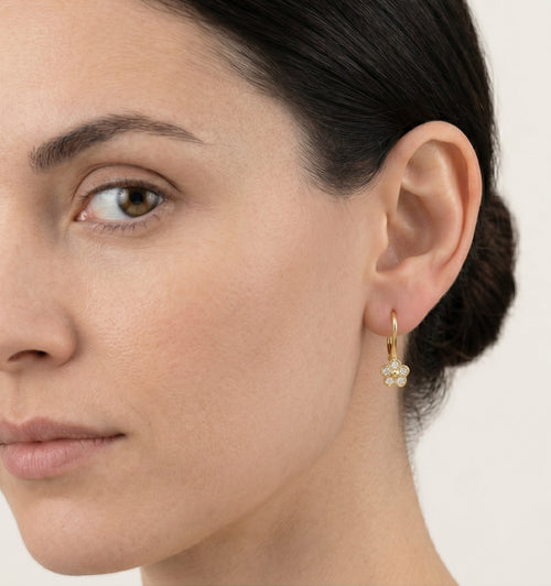 Petite gold flower earrings