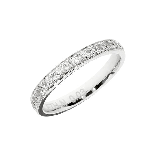 White gold wedding ring with prong and stones