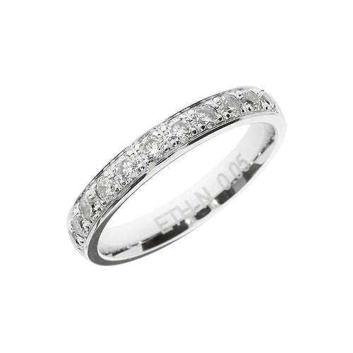 Wide white wedding ring with stones