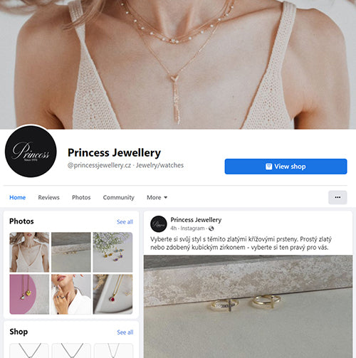 Facebook účet Princess Jewellery
