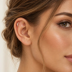 Yellow Gold Crescent Moon Zircon Piercing