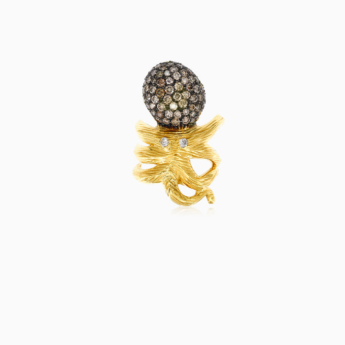 Bague pieuvre trois tons de diamants