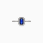 Royal white gold diamond ring with sapphire
