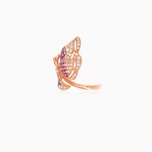 Charming 18kt gold butterfly ring