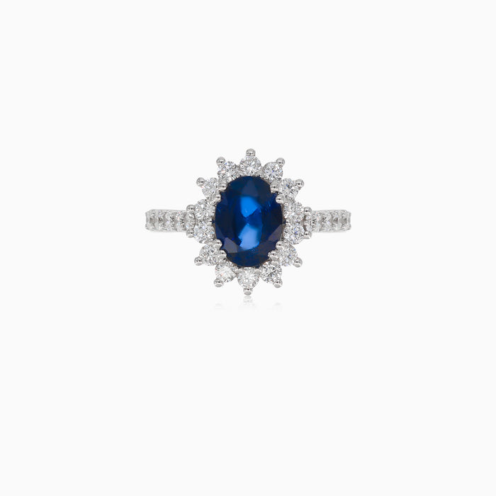 Anillo sofisticado de zafiro y diamante en oro de 18kt