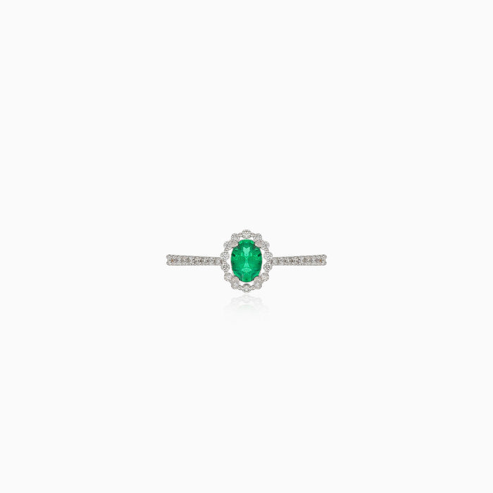 Bague royale en or blanc avec émeraude et diamants