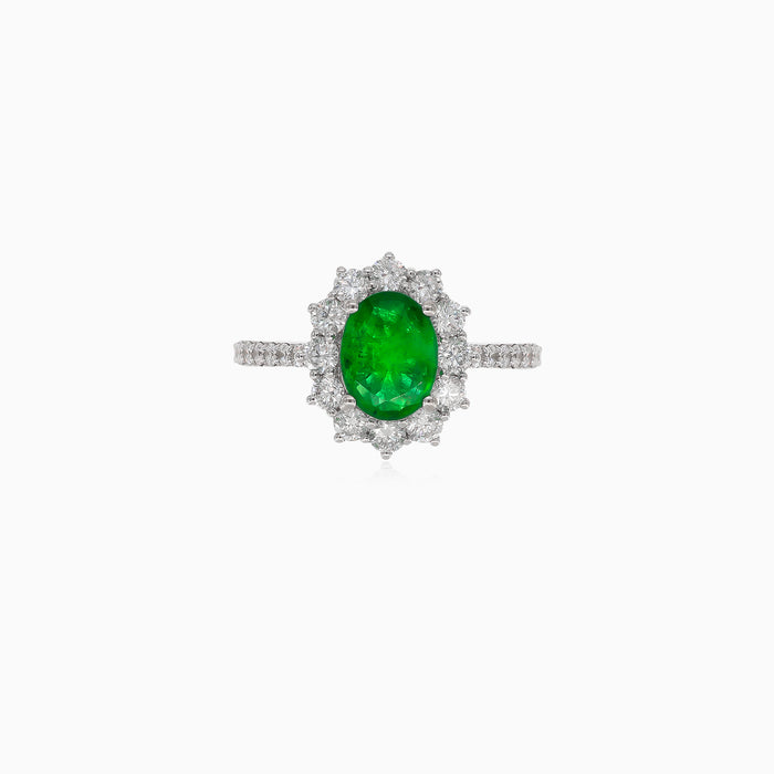 Bague majestueuse en or blanc avec pierres précieuses