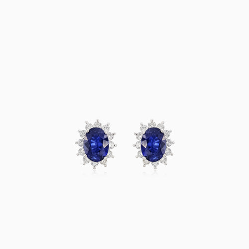 Sapphire diamond white gold earrings