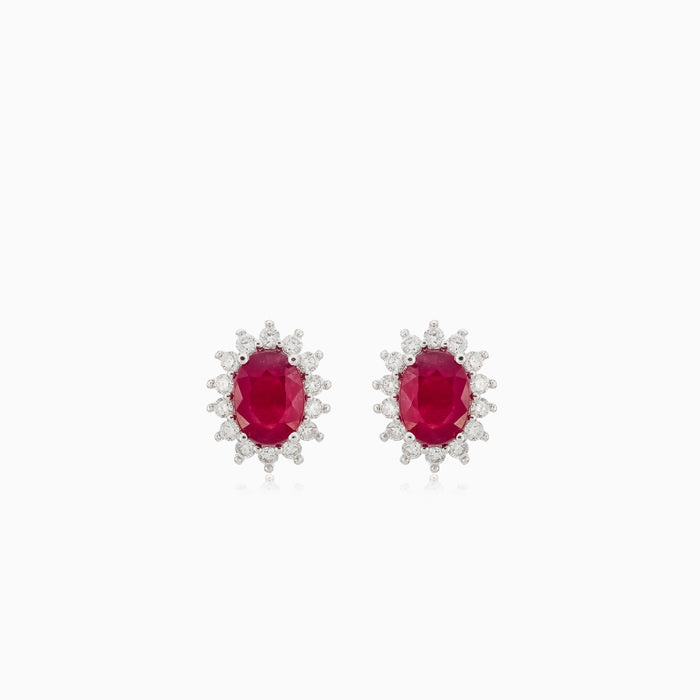 Pendientes de oro blanco con rubí y diamantes