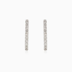 White gold diamond linear earrings