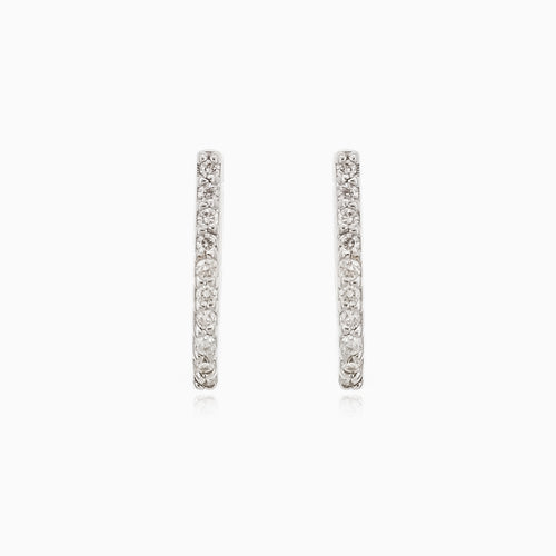 White gold diamond linear earrings