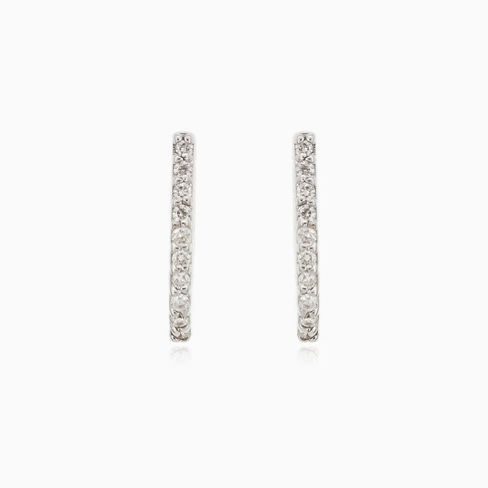White gold diamond linear earrings