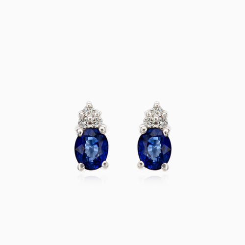 Dangling sapphire and diamond earrings