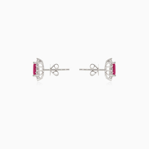 Royal white gold ruby earrings with diamonds