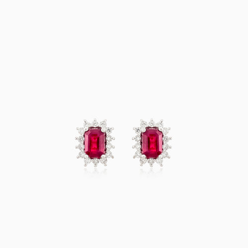 Royal white gold ruby earrings with diamonds