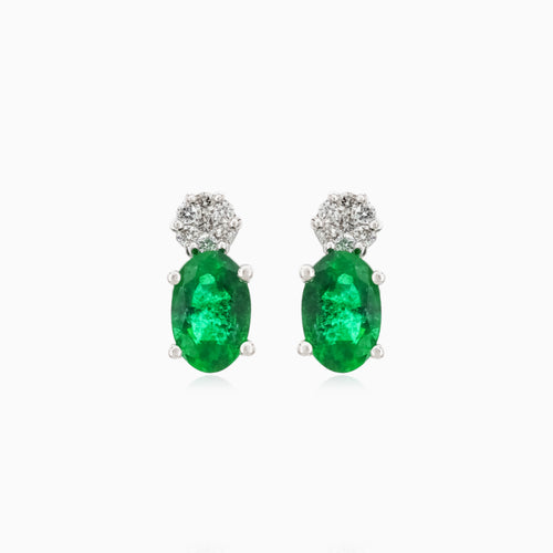 Emerald diamond white gold earrings
